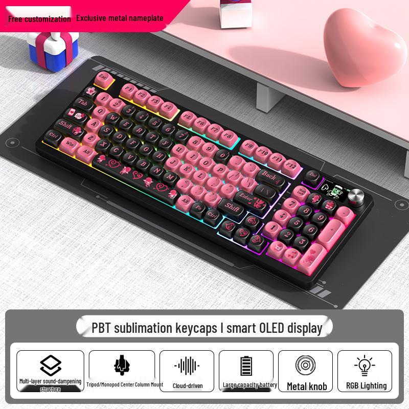 98-Key RGB Wireless Bluetooth Triple-Mode Mechanical Keyboard - Gaming, Esports & Office Customization Screen