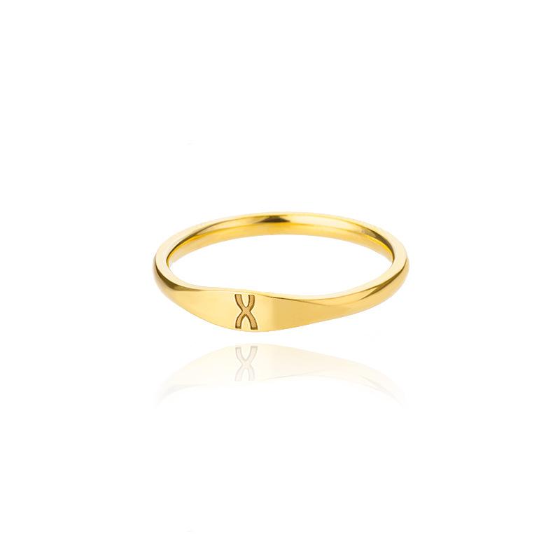 Lnitial Letter Rings For Women Men Stainless Steel Initials Ring Alphabet Name Aesthetic Wedding Jewelry Christmas Gift