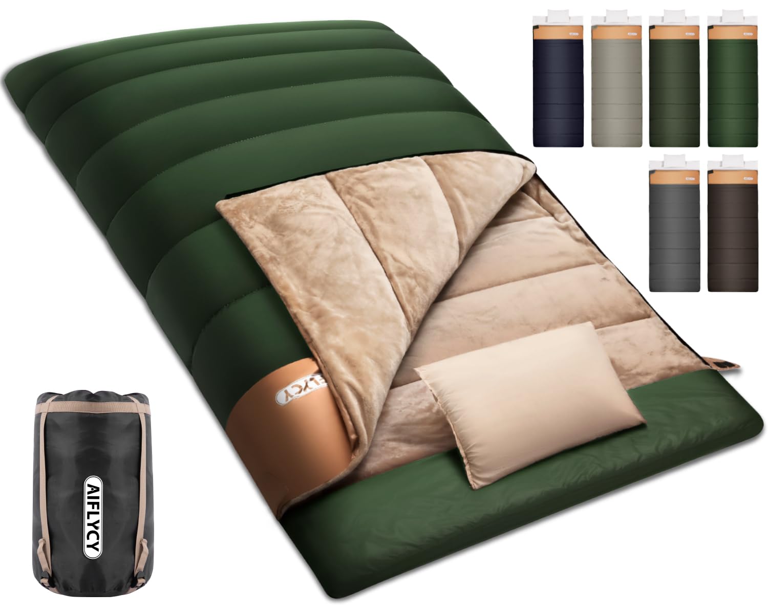 

AIFLYCY Winter Sleeping Sleeping Bag Insulation for the 300T Infinitely Comfortable Temperature Range to Perfect for Car Emergency Minimum Temperature зелений