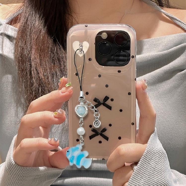 Small Fish Bead Pendant Phone Charm Hangings Rope Sweet Phone Chain Strap Bag Decoration Lanyard Keychain Accessory