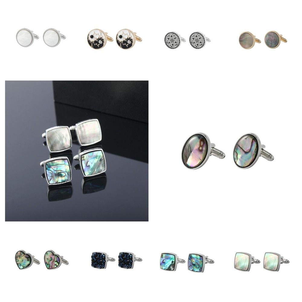 Shell Men Cufflinks Gradient Color Geometric Cufflinks French Shirt Cufflinks  Men Accessories