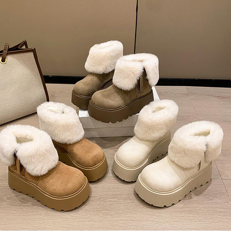 Winter Platform Thick Women Fur Snow Boots Outdoor Shoes Warm Short Botas