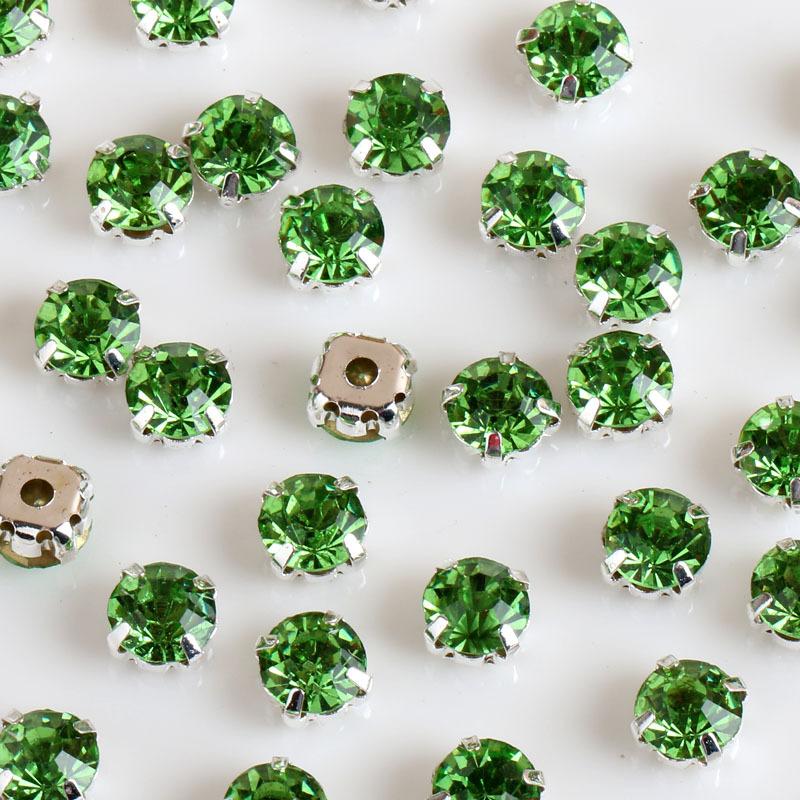 1440pcs Glass Flatback Round Rhinestones with Nickel-Free Metal Base Eco-Friendly Sew-On Stones for Shoes Garments Bags & Hats