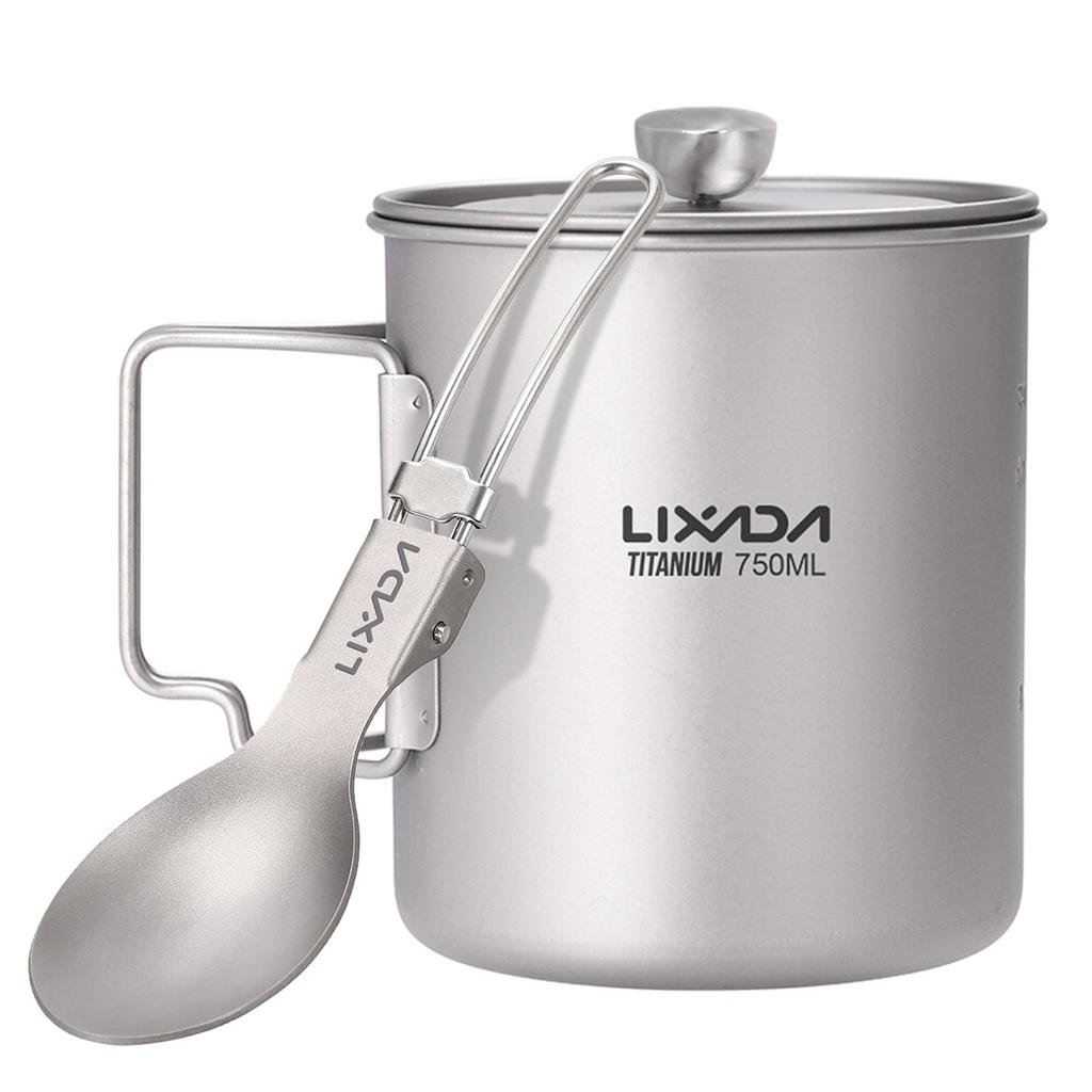 Lixada 750ml Titanium Coffee Cup Mug French Press Pot Coffee Maker with Lid Outdoor Camping Cooking Pot titanium coffee pot