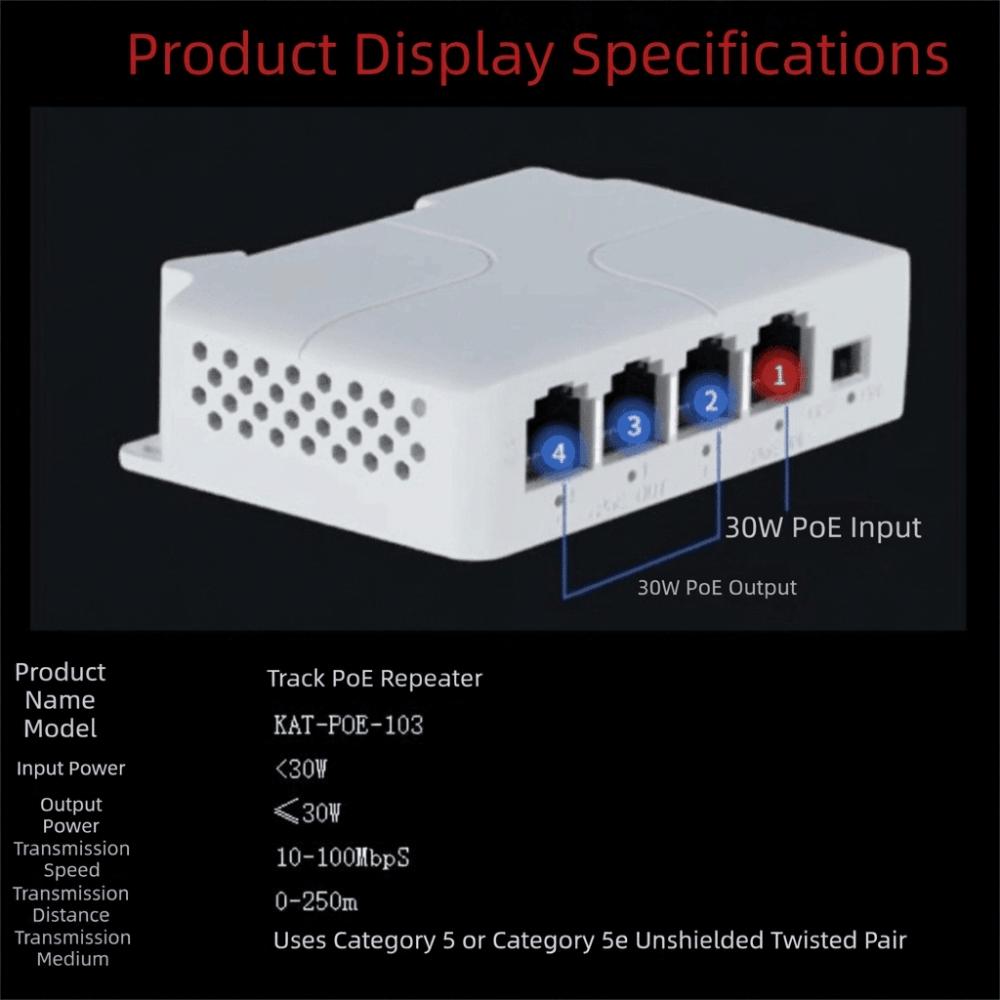Industrial Network Switch Repeater 4 Port PoE Repeater for IP Port Transmission Extender