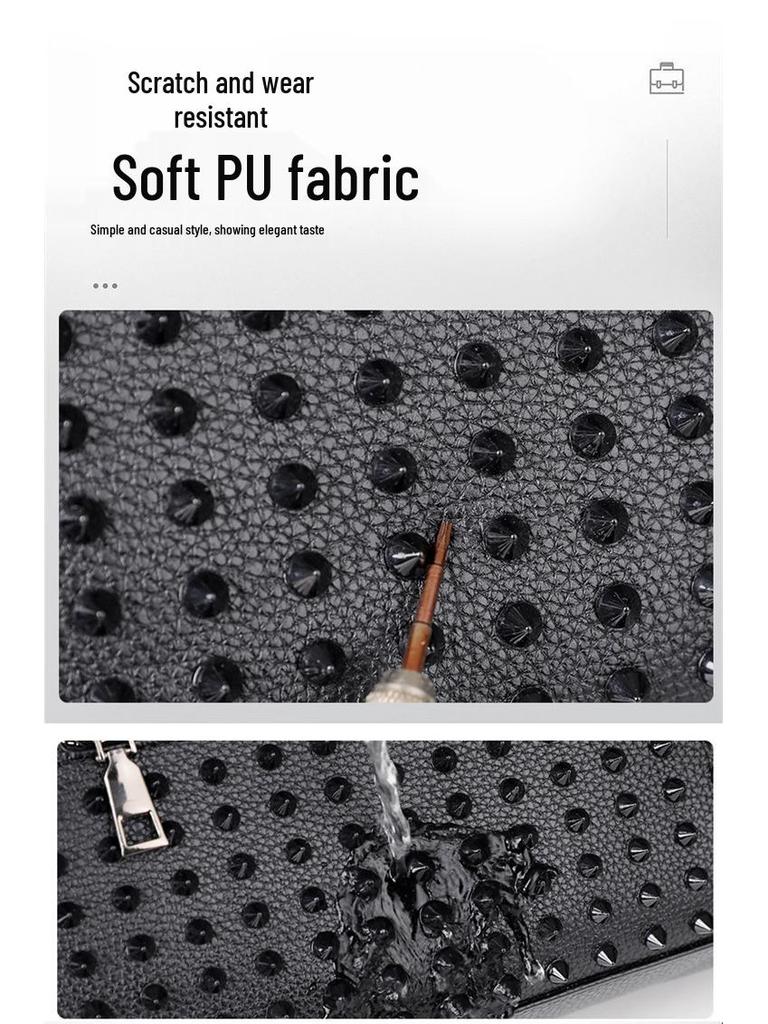 2025 Black Studded Versatile Backpack & Shoulder Bag - Large Capacity, High Quality