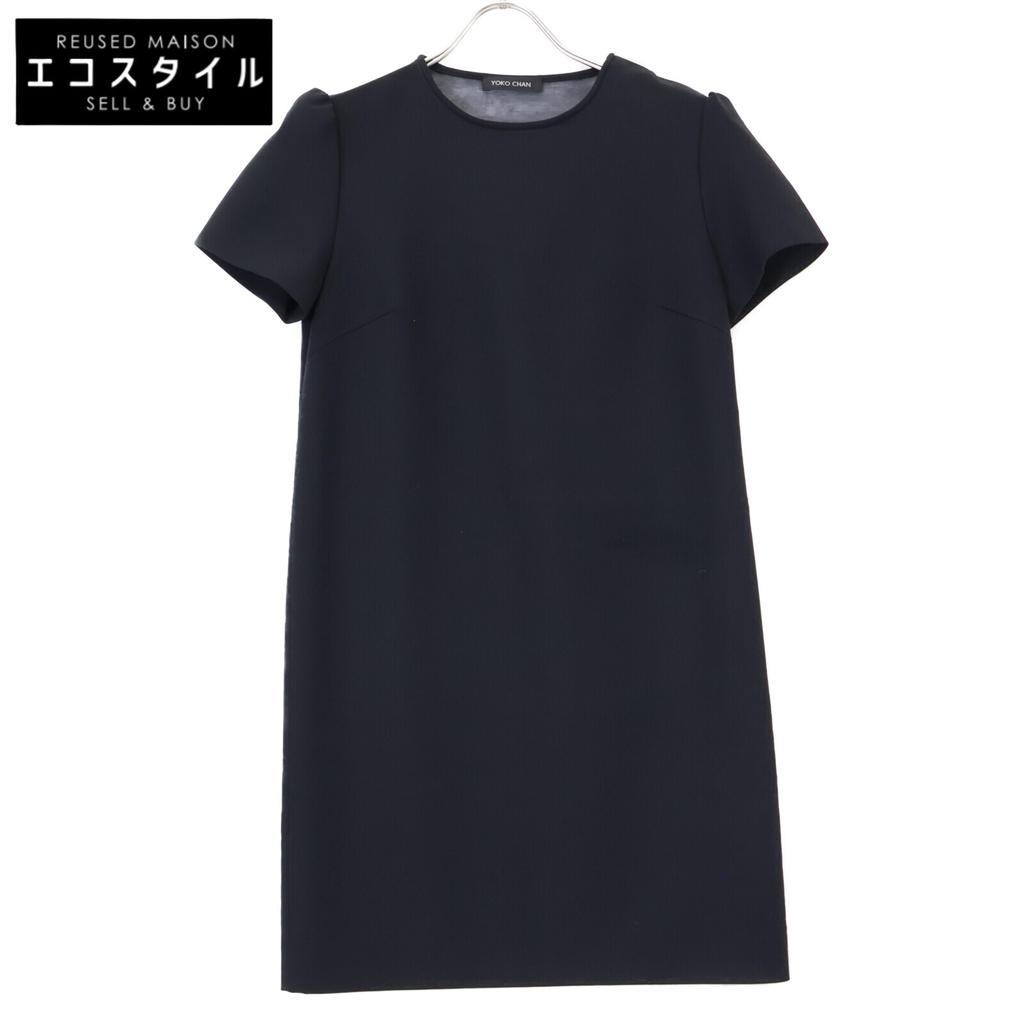 YOKOCHAN Black Rayon Blend Yokochan Back V Organza Dress dress 36 blackUsed