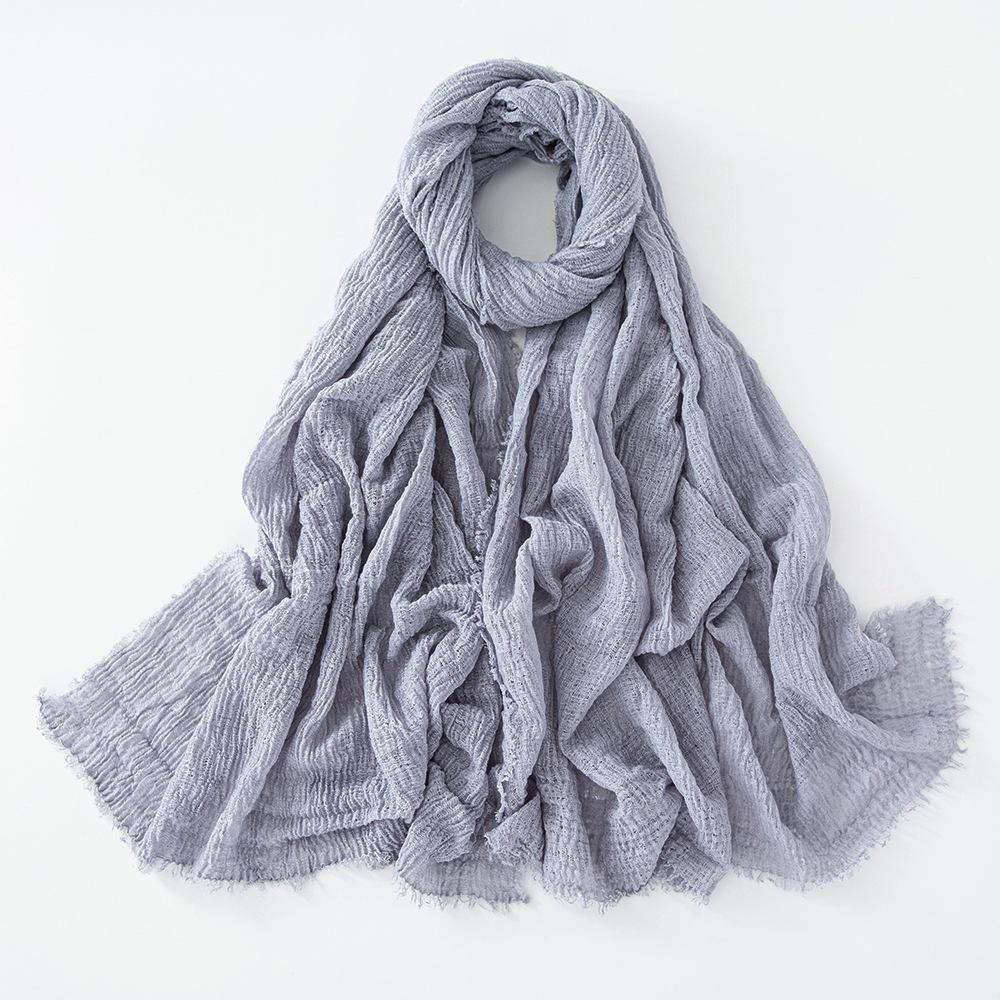 New Cotton Linen Gauze Scarf For Women Girls Spring Autumn Solid Scarves Soft Pashmina Foulard Simple Retro Beard Wrap Shawls