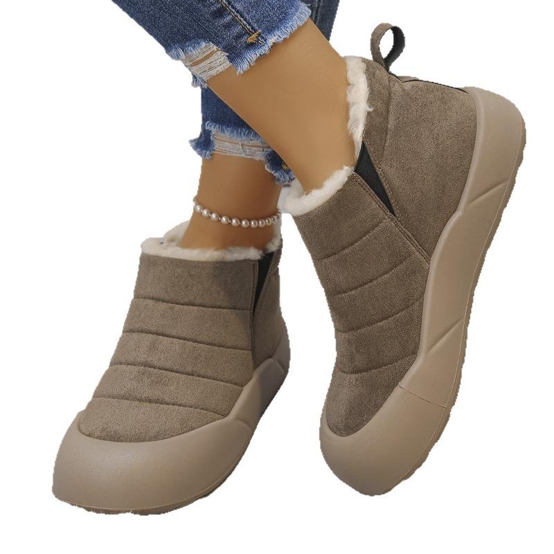 Women's Korean Style Thick-Soled Bread Shoes – Fleece-Lined, Plush, Warm Snow Boots, Lazy Cotton-Padded Loafers for Winter