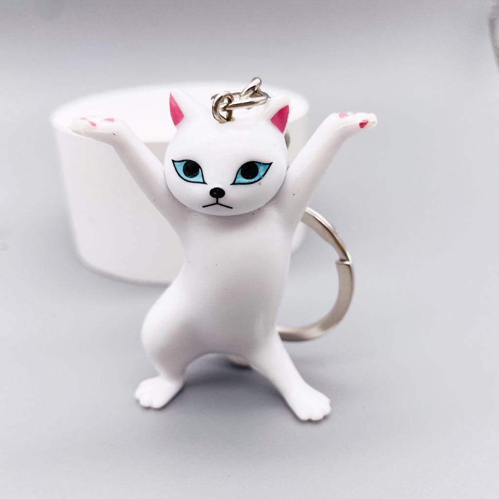 Cute Cat Figurine Keychain Creative Accessories for Women and Kids Couple Family Keychain Pendant