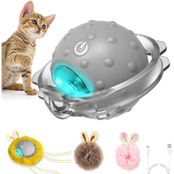 Motion Activate Interactive Cat Toys - Automatic Moving Ball Toys for Indoor Cats, Self Rotating Ball with Lights, Electric Cat Mice Toys, USB