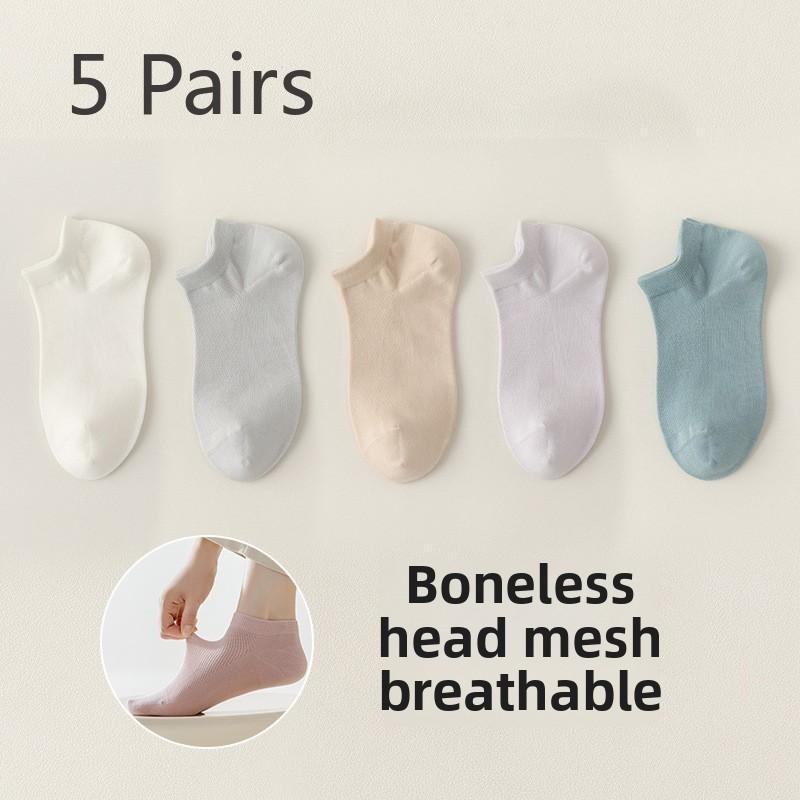 5 Paar Damen Sommer Reine Baumwolle Schweißabsorbierend Atmungsaktiv Mesh Nahtlos Unsichtbare Deodorant Socken