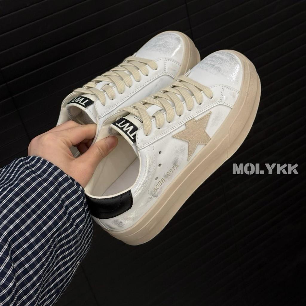 Farbe Polieren Lässige Sport Retro Plateau Weiße Schuhe Sterne Altsilber Kleine Schmutzige Schuhe Board Schuhe Damen