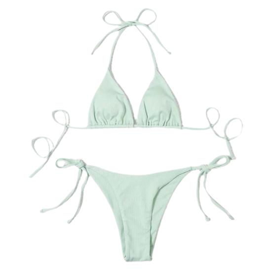 Set da 2 Pezzi Costume da Bagno da Donna Costina Raccoglitore Anti-pilling Accattivante Sexy Reggiseno a Triangolo Fascia Slip Set Bikini Costumi da Bagno