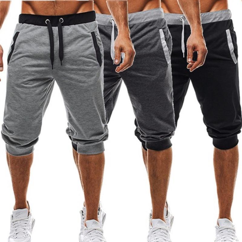 Men's European and American Trendy Slim Fit Color Block Jogging Shorts