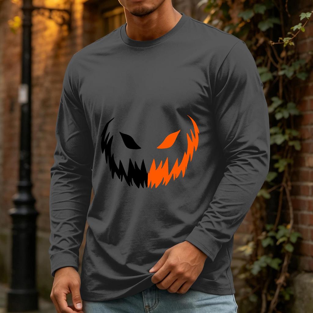 Men's Halloween Casual Long Sleeve Neck Shirt