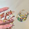 Y2K Colored Bead Crystal Pearl Exaggerated Hoop Earrings for Women Luxury Round Irregular Earring High-End Travel Accessory Gift