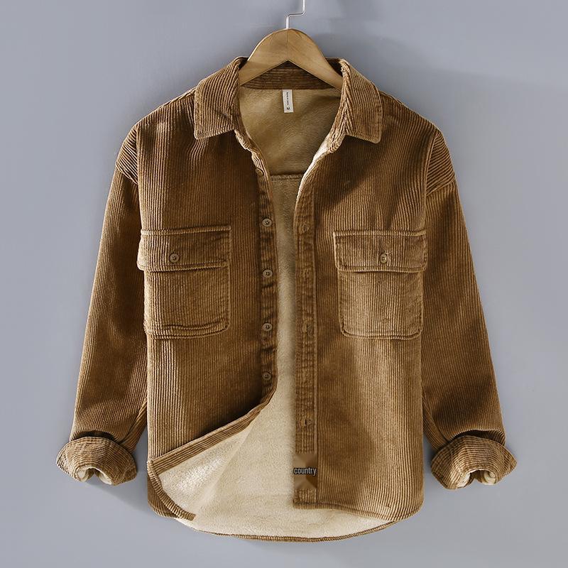 G151 Camicia da uomo retrò in velluto caldo - Collezione autunno/inverno