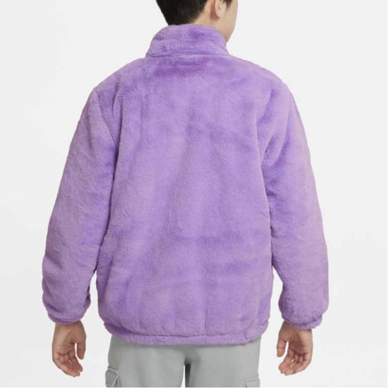 Nike Solid Color Printed Big Logo Zipper Stand Collar Warm Jacket Kids jackets Purple DV6207-500