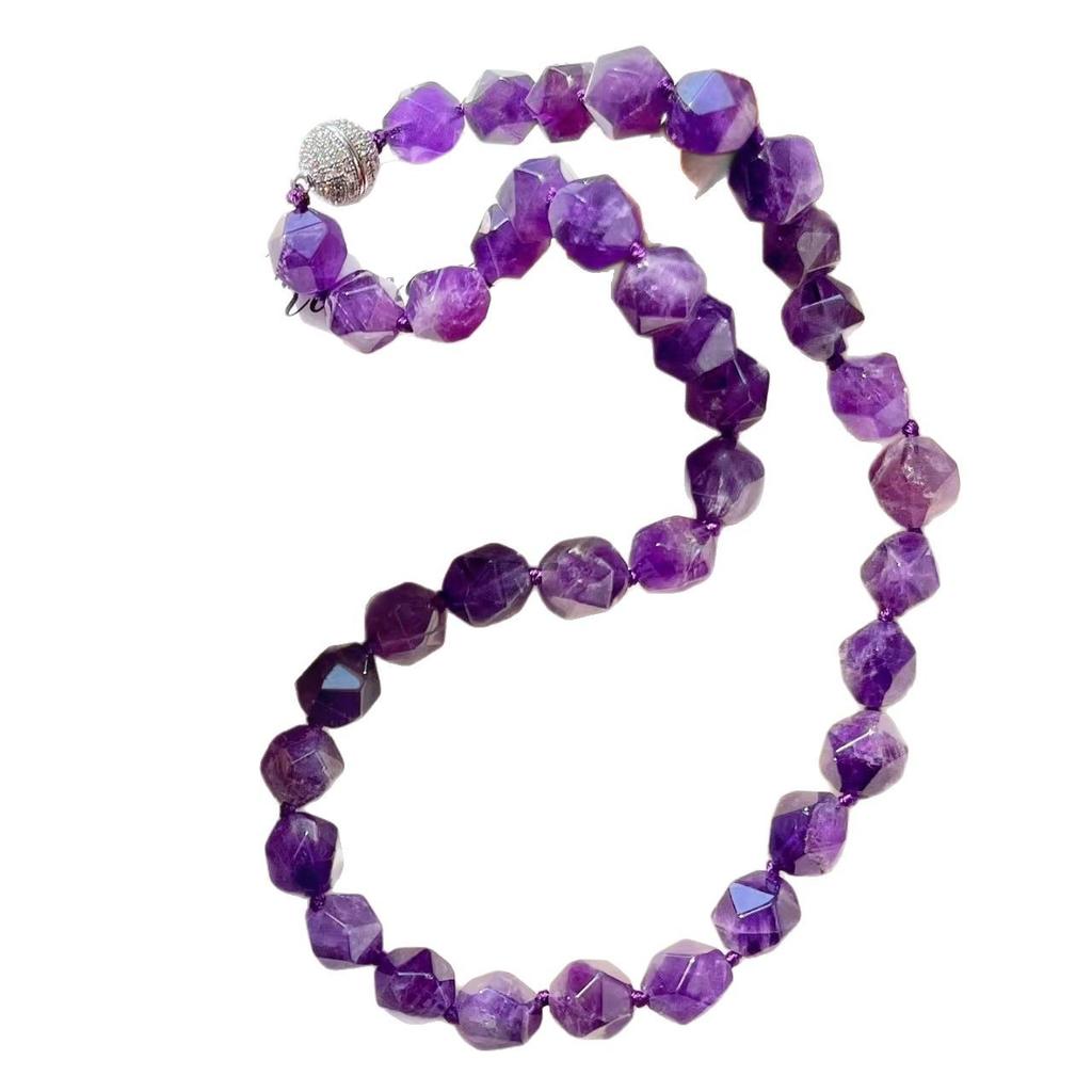 Vintage High Quality Design Cut Natural Amethyst Necklace Collarbone Chain