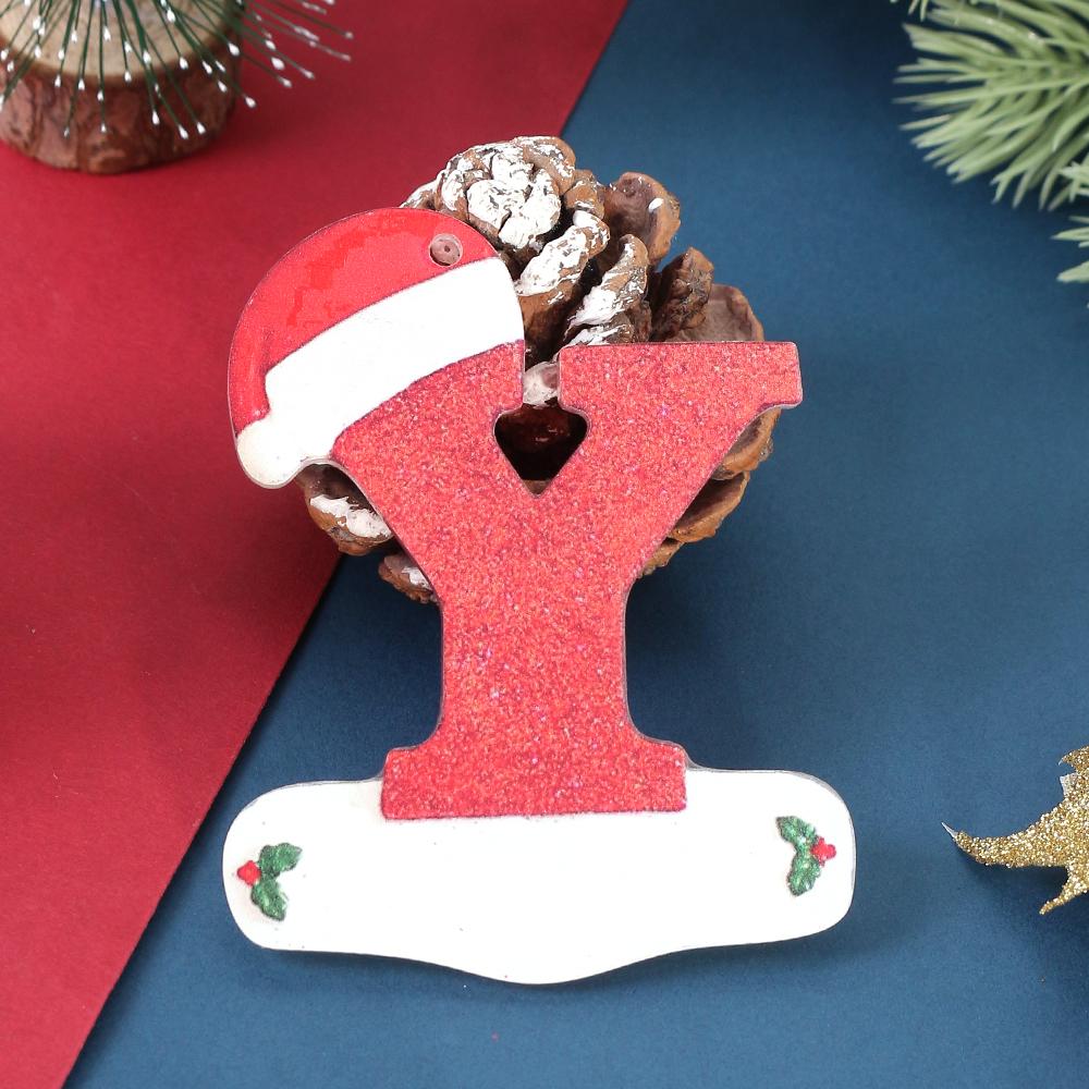 

1 шт. Рождественское украшение Подвеска в виде 26 букв для рождественской елки для домашнего декора DIY Рождество 2026 Новый год Рождественский орнамент Аксессуар as picture