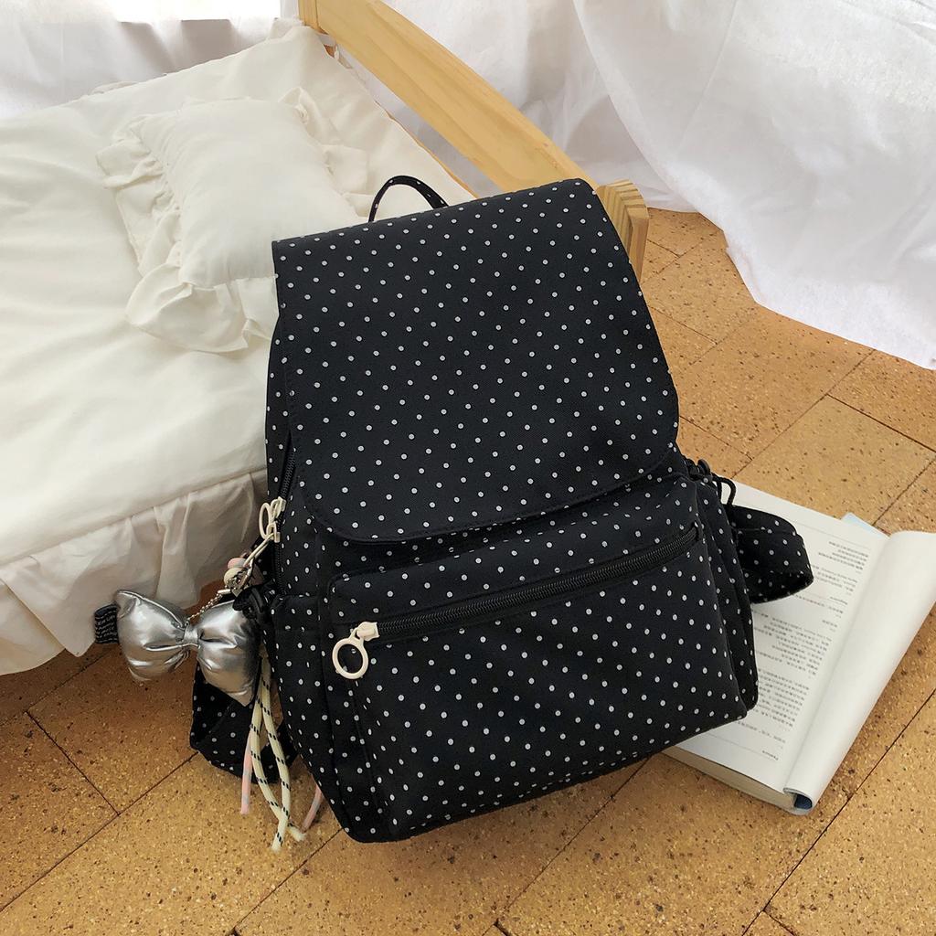 Schoolbag New 1011 Lightweight Small Backpack Backpack Polka Dot Versatile College Style School Bag Korean Version Casual Spring and Summer Travel Bag