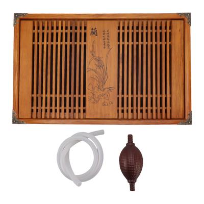 Kungfu Teebrett Chinesisches Gongfu Teebrett Drainage Wasserspeicher Holz Teetisch mit Abflussrohr
