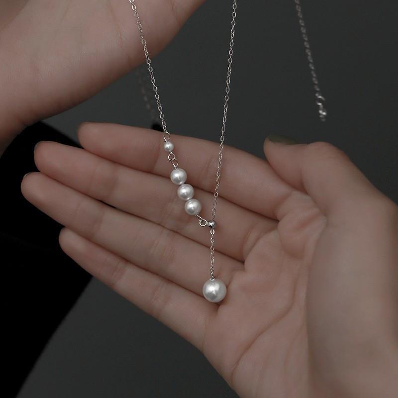 Tassel Freshwater Pearl Necklace Female Simple Niche One Wear Beaded Collarbone Chain Female