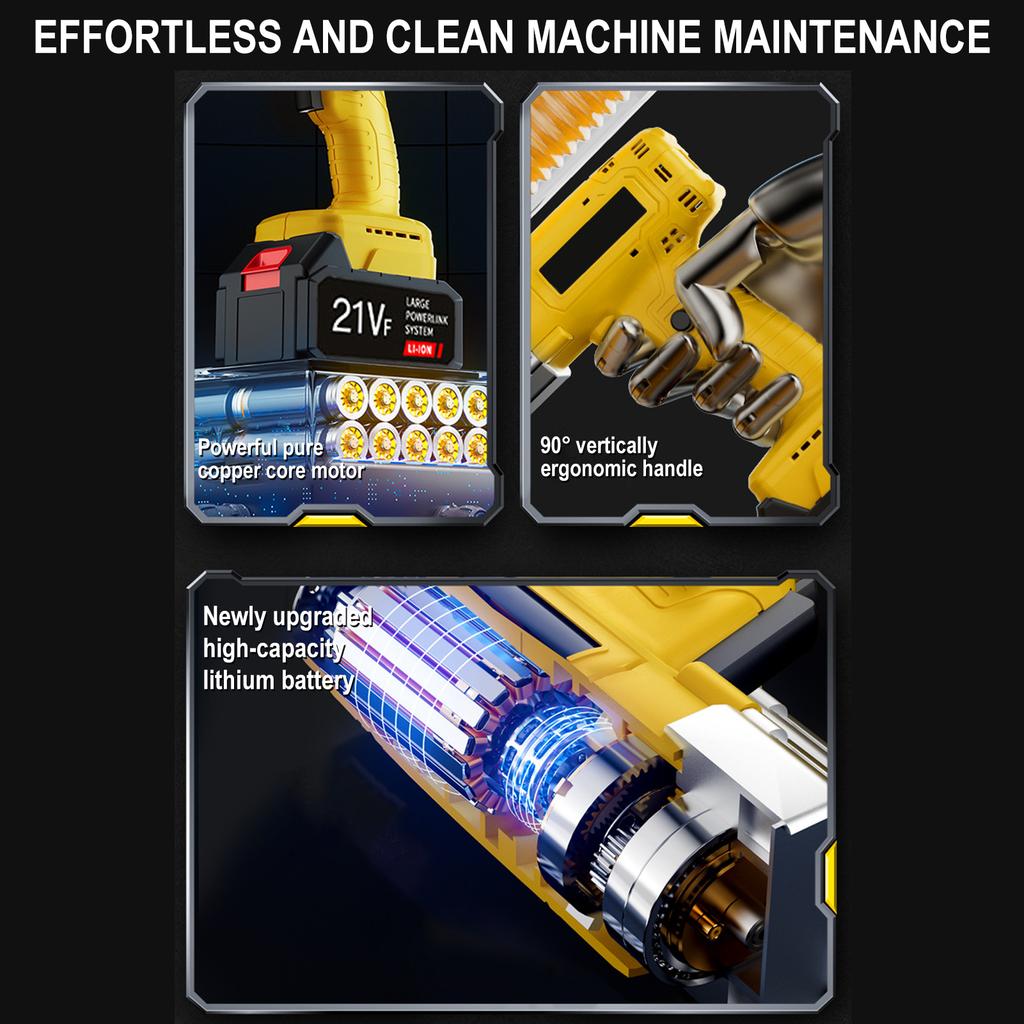 24V Grease Gun Kit, 12000PSI Cordless Battery Powered Grease Machine with Spring Hose, Tension Pipe, Nozzles, Carrying