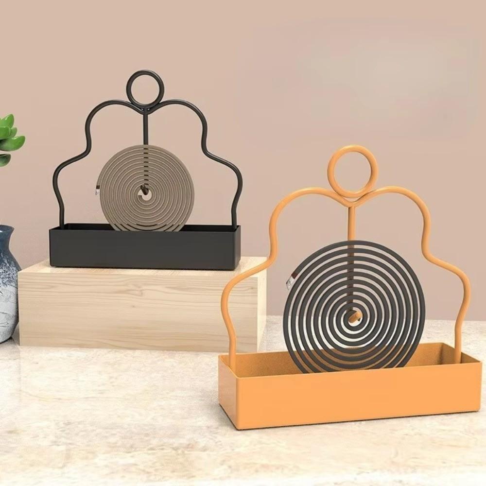 Iron Mosquito Coil Holder Anti Scalding Ash Catcher Tray Coil Incense Burner Heat Resistant Rustproof Coil Vertical Stand