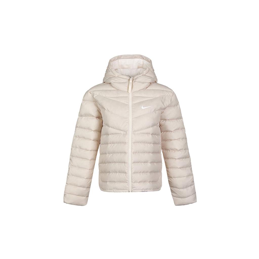 Nike Abbigliamento sportivo Imbottitura in piuma Casual Calda Giacca con cappuccio in piuma Giacca invernale da donna Bianco avorio chiaro CU5095-140