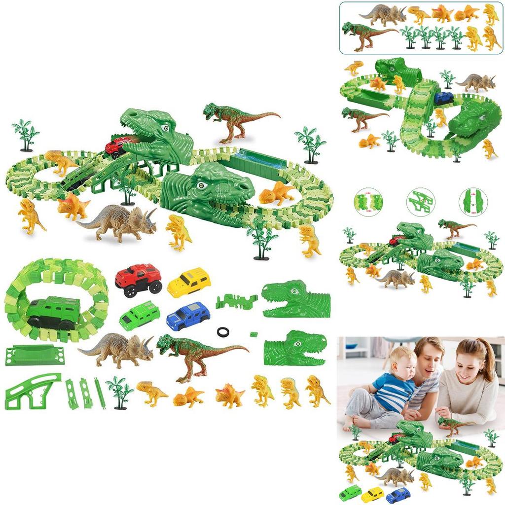 Exciting 165pcs Dinosaur Electric Rail Car Track Racing Toy Set For Endless Fun