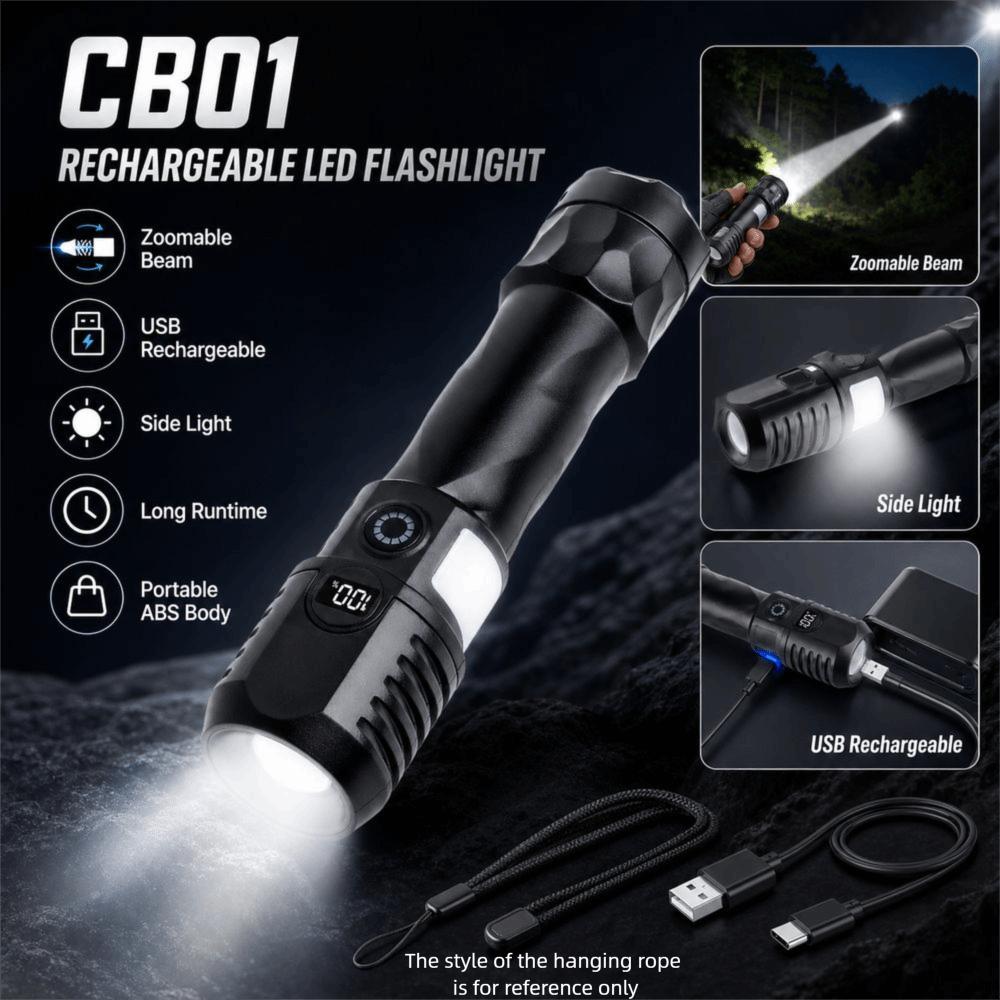 ABS Rechargeable Flashlight Zoomable Beam Zoomable Flashlight New LED Flashlight Outdoor Lighting