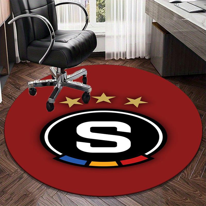 1PC round rug Star Soccer Emblem Printed Round Area Rug ,Rug For Home Office, Round Chair Rug, Decorative Carpet Fan gifts Christmas gift