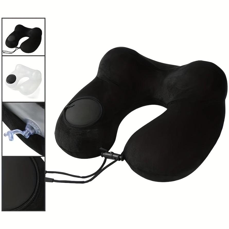 1 Press Type Inflatable Pillow U-Shaped Pillow, Foldable U-Shaped Double Hump Neck Pillow, Portable Outdoor Travel Pillow