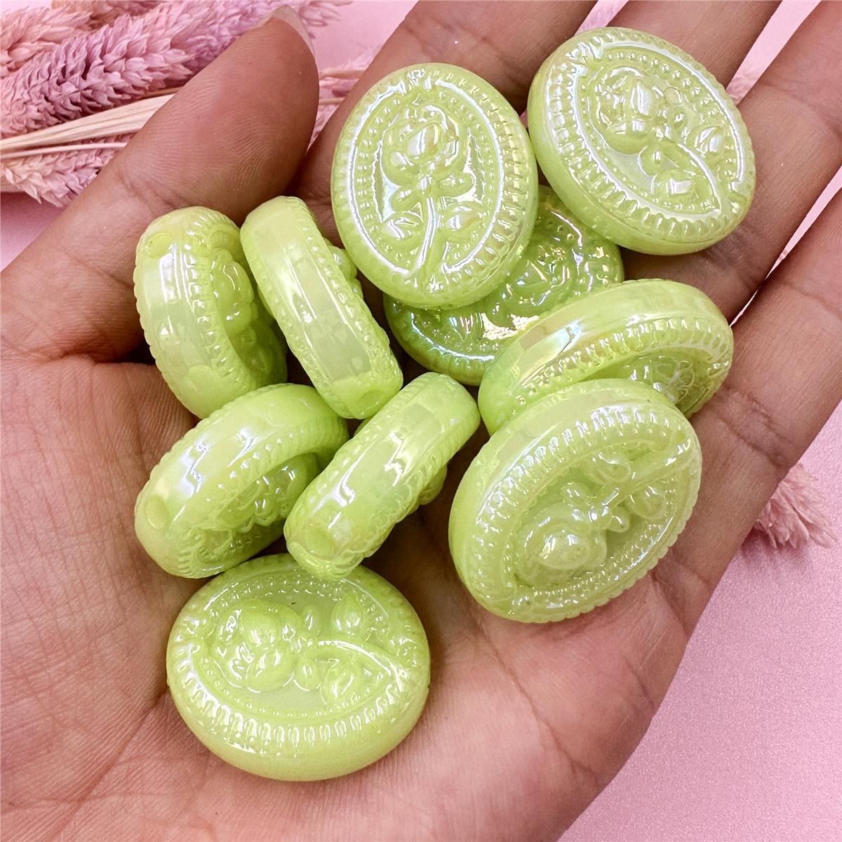 

Подвески, бусины в виде розового цветка 23,3*27,7 мм для изготовления браслета, ожерелья, 10 шт., аксессуары для ювелирных изделий своими руками, подвески, мода, акрил, креатив зелёный