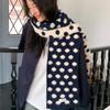 Soft Plush Knitted Scarf Warm Neckerchief Scarf Versatile Wool Blend Scarf  Women