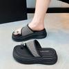 Casual, Fashionable and Comfortable One-word Drag Women's 2025 Summer New Thick-soled Heightening Toe Slippers Women Wear Sandals Tide