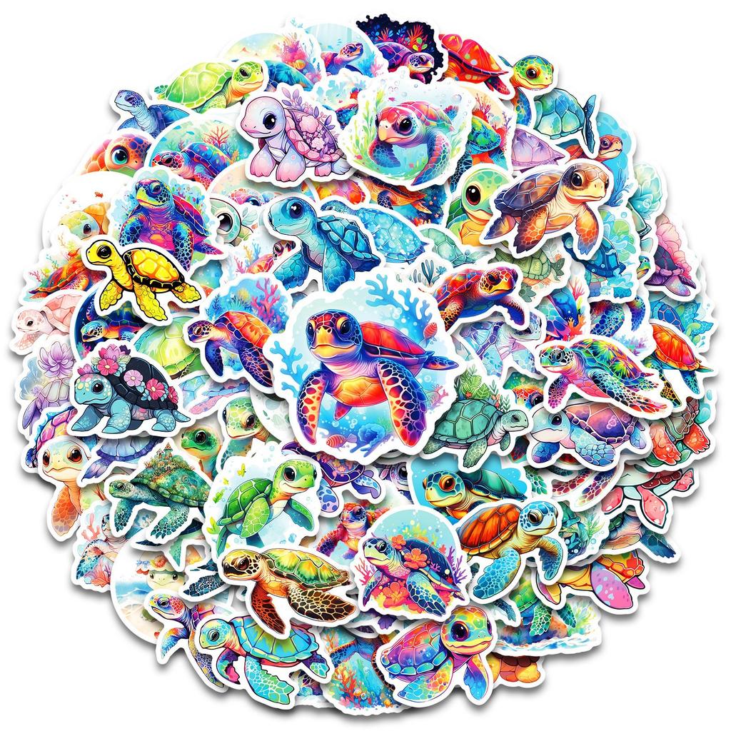 100 Divine Turtle Cartoon Turtle Stickers TEMU Blue Sea Divine Turtle Ocean Small Turtle Graffiti Stickers