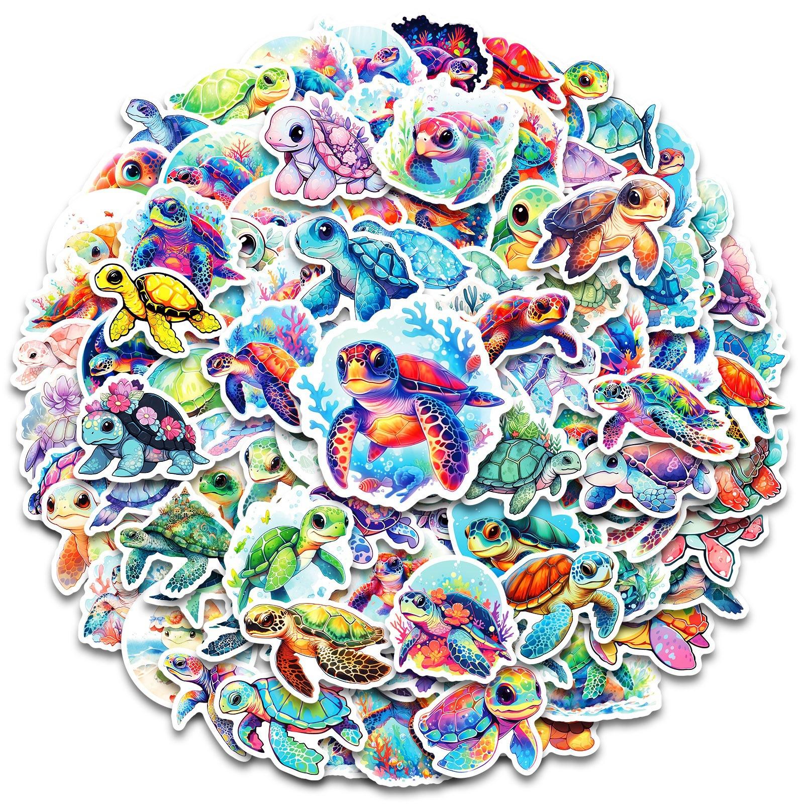 

100 Divine Turtle Cartoon Turtle Stickers TEMU Blue Sea Divine Turtle Ocean Small Turtle Graffiti Stickers