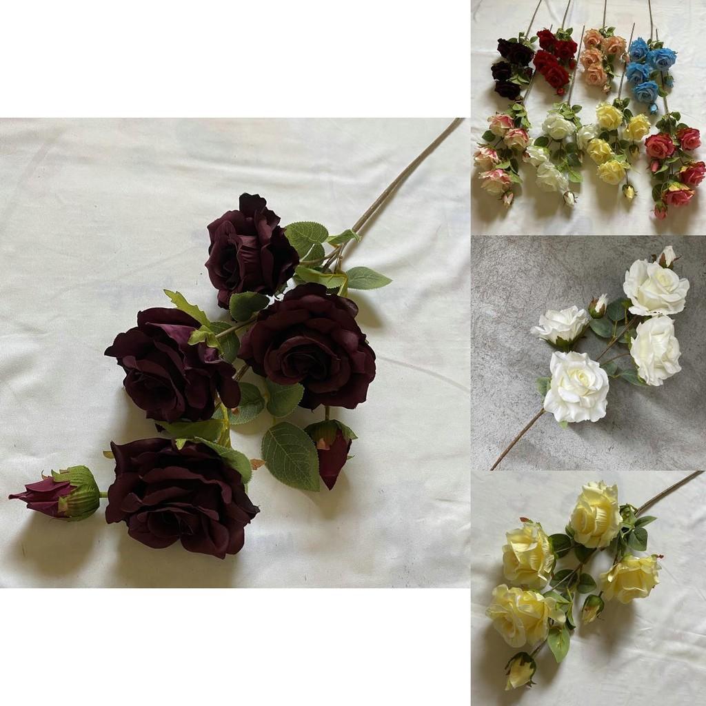 Realistic Faux Rose Flower Six Stem Silk Plant Home Office Decor Gift Idea