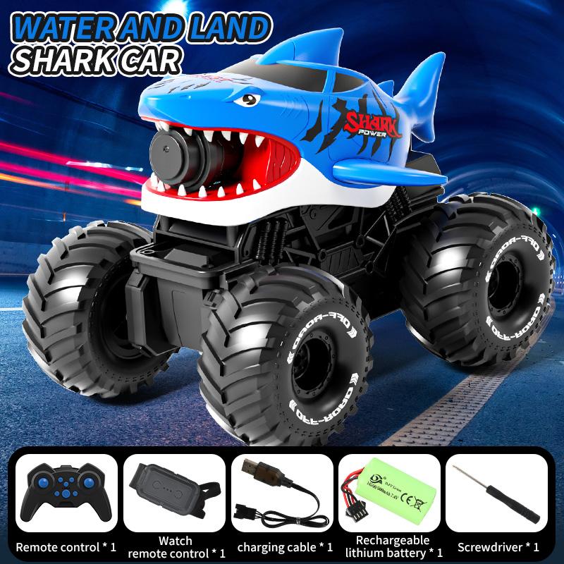 RC Stunt Car Amphibious 2.4G Water Gun Car 10M Long Range Automatic Water Absorption Remote Control Tank Toys Christmas Gifts