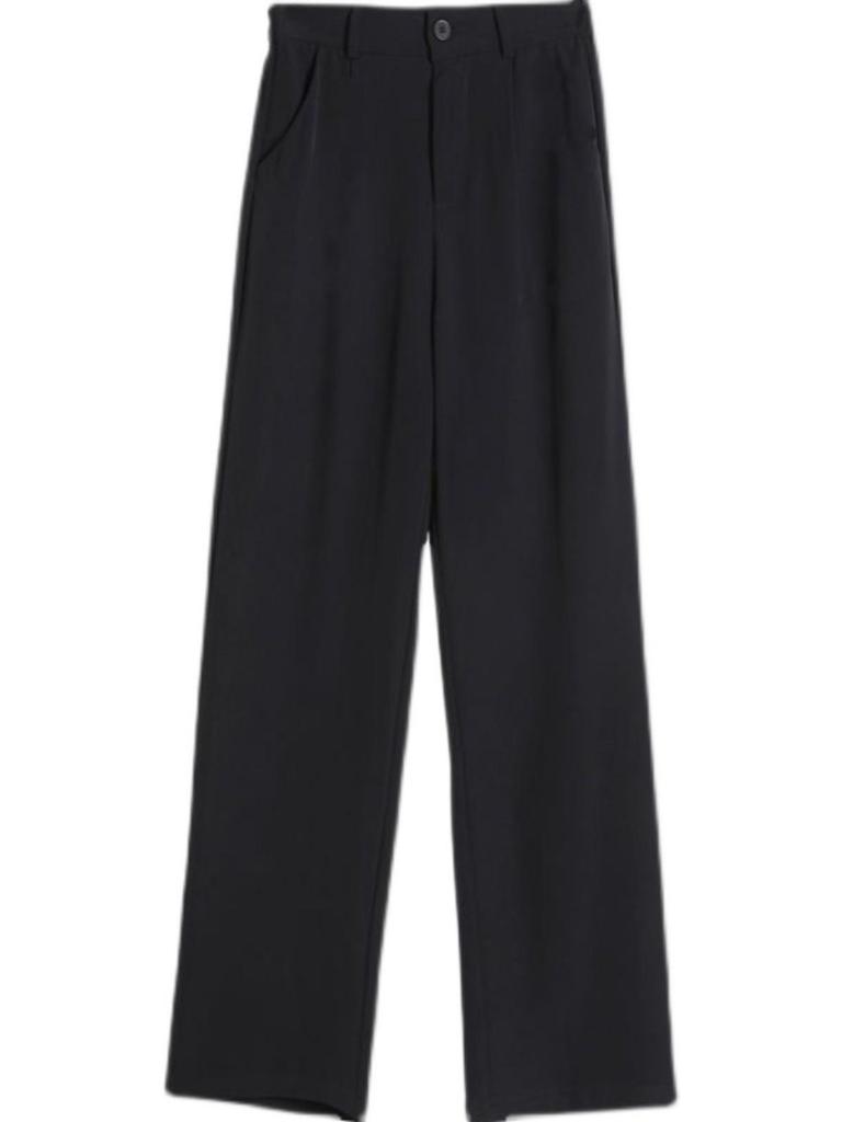 Women's High-Waist Black Wide-Leg Pants: Spring/Summer Slim, Straight, Loose, and Casual Trousers.