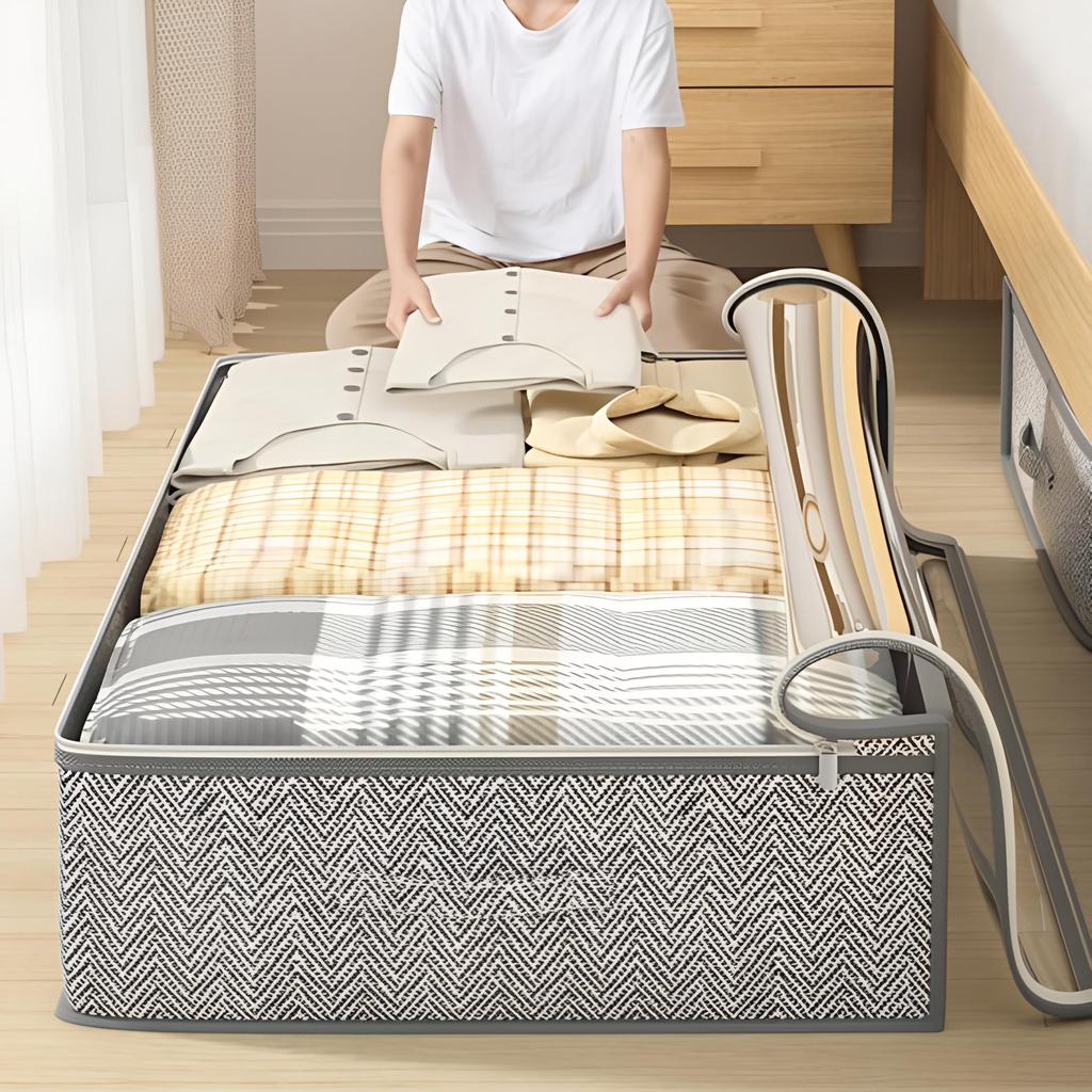 Underbed Storage Containers Maximize Space Large Capacity Clear Top Cover Reinforced Sides with Handle Sturdy Low Profile Storage Bag