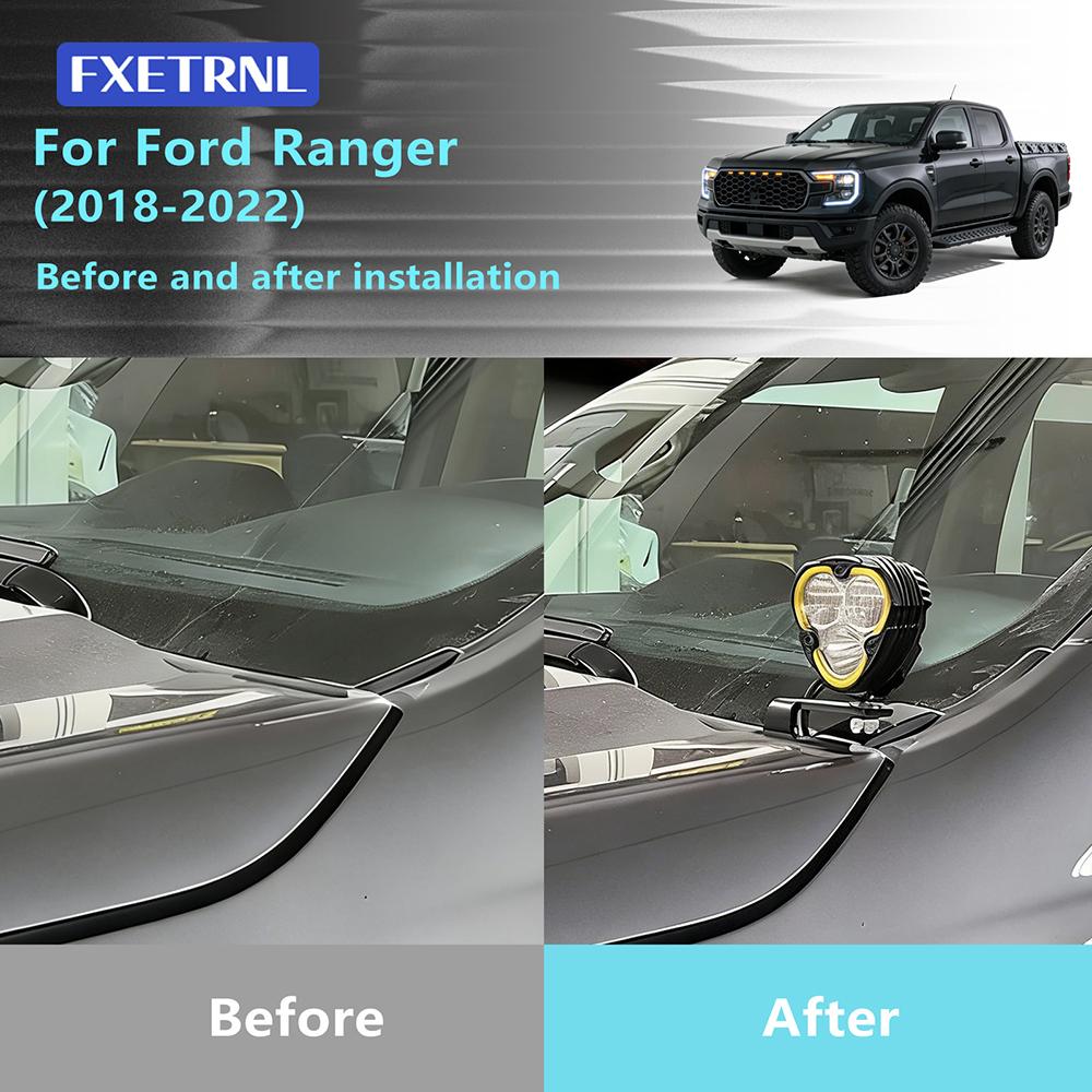 For Ford Ranger 2018 2019 2020 2021 2022 2023 2024 2025 Hood Light Bracket Mounting Pillar Ditch Pods LED Lighting Mount Holder