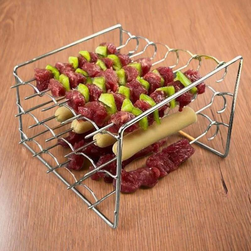 Air Fryer Skewer Stand Vertical Multi-Pin Stainless Steel Bbq Holder Air Fryer Accessories Skewers For Grilling Kitchen Tools