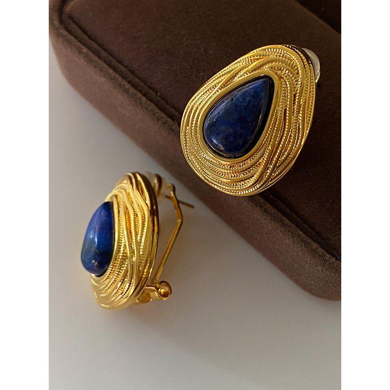 Accessible Luxury Water Drop Ear Studs Best Selling Fashion Vintage Lapis Lazuli