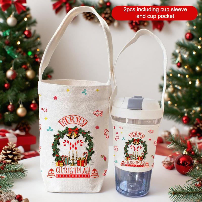 New Christmas Milk Tea Cup Cover Office Portable Mobile Coffee Cup Student Thermos Cup Protective Cover Universal