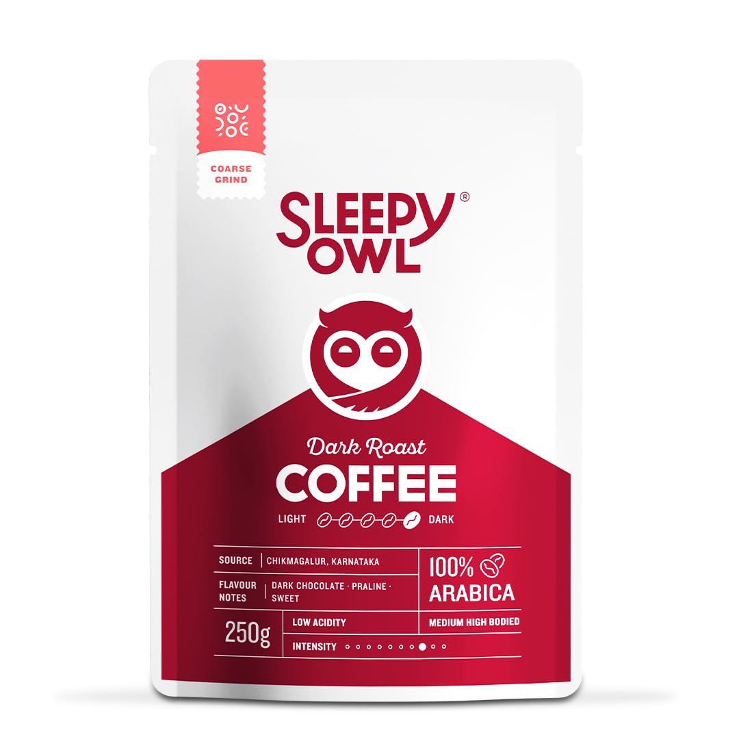 

Sleepy Owl Dark Roast Ground Coffee for French Press | 100% Arabica | Coarse Grind Coffee | Also Suitable for Cold Brew Coffee | 250g | Directly