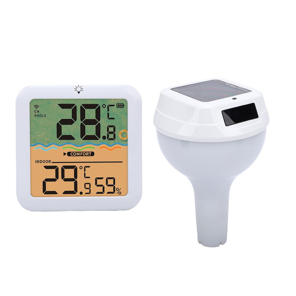 Solar Digital Pool Thermometer with RGB Light Solar Powered Floating Water Thermometer